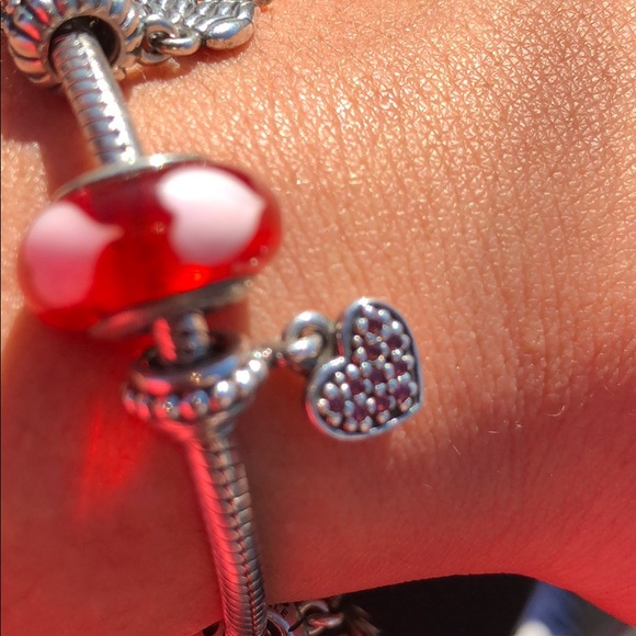 2 charms, heart Murano glass and dangle heart - Picture 4 of 4